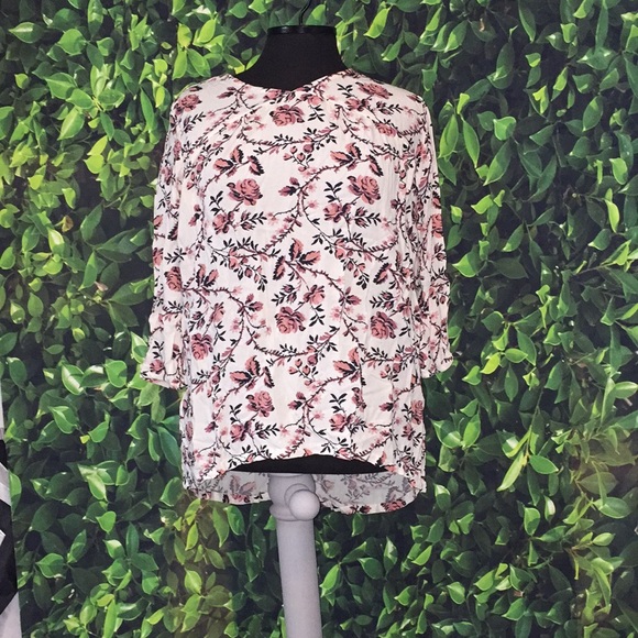 XS S 14 Girls 3/4 White Floral Boho Print Top - Picture 3 of 12